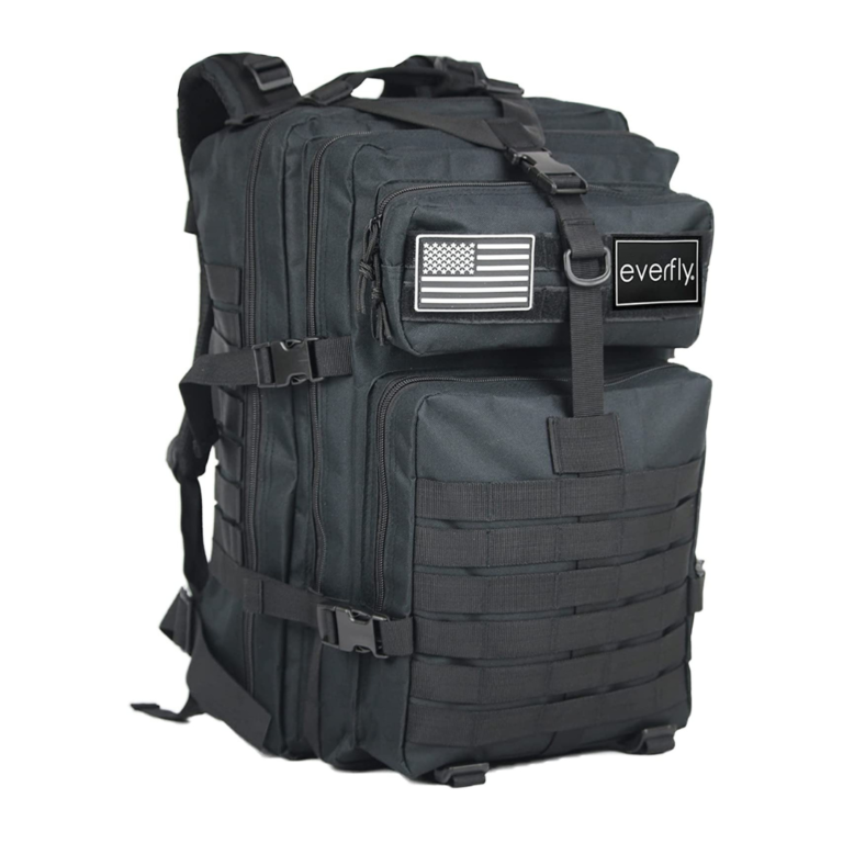 Everfly Mochila Táctica Militar 45 Litros - Para Crossfit Supervivencia Caza Pesca Senderismo Gimnasio Montañismo Airsoft - Oxford 800D - Hombre Mujer - Macuto Molle Asalto Ejercito - 2 Parches Incluidos